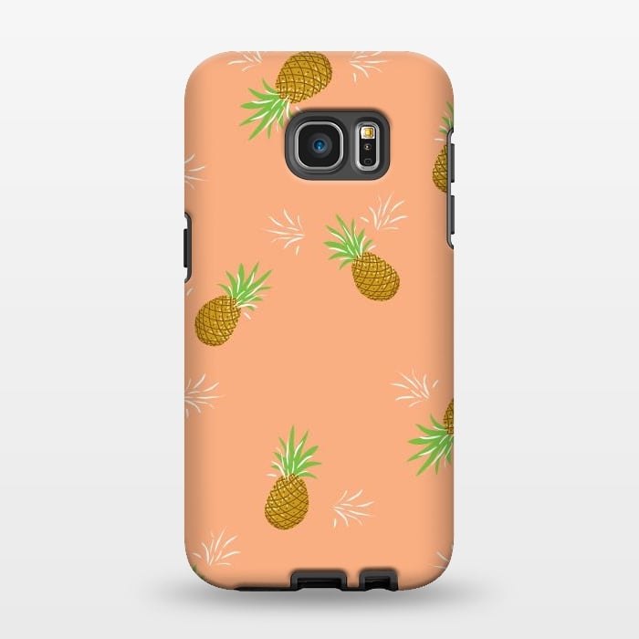 Galaxy S7 EDGE StrongFit Pineapples in Guava by Zoe Charlotte