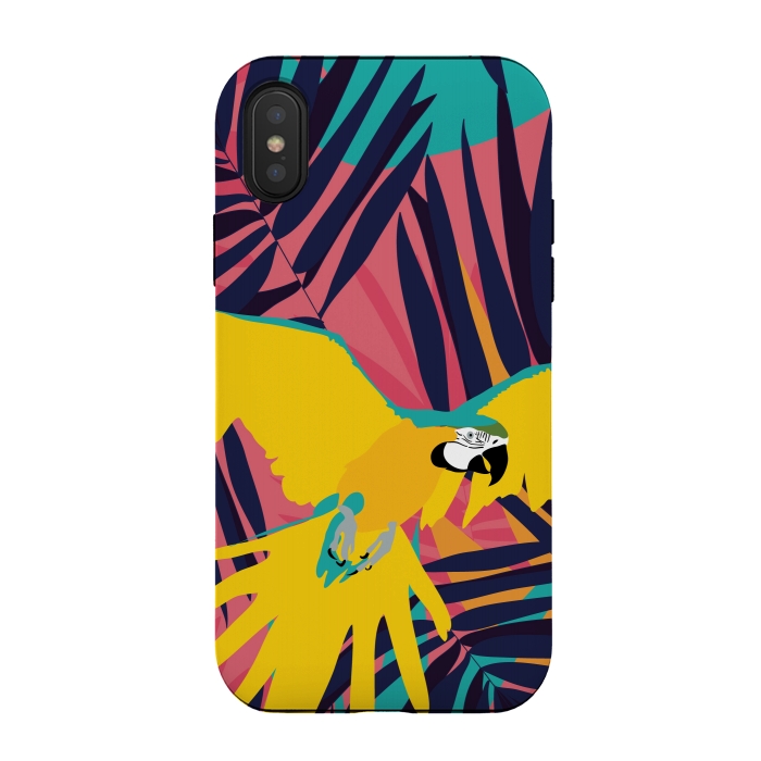 iPhone Xs / X StrongFit Tropical Macaw by Zoe Charlotte
