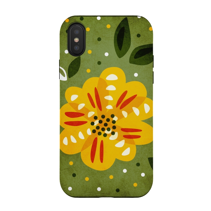 iPhone Xs / X StrongFit Abstract Yellow Spring Flower by Boriana Giormova