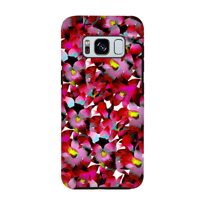 Galaxy S8 StrongFit Red Floral by Amaya Brydon