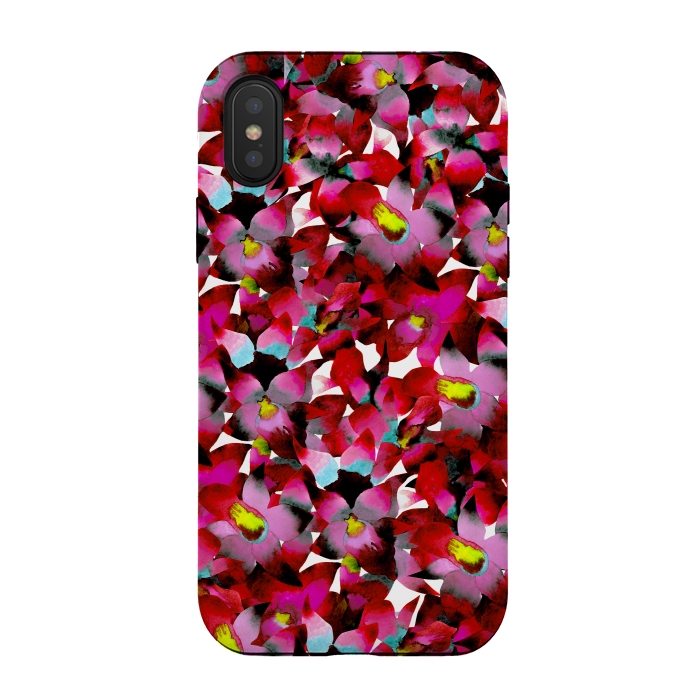 iPhone Xs / X StrongFit Red Floral by Amaya Brydon