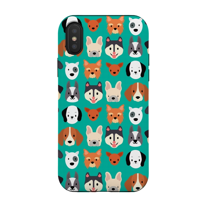 iPhone Xs / X StrongFit Dog faces pattern by Maria Jose Da Luz