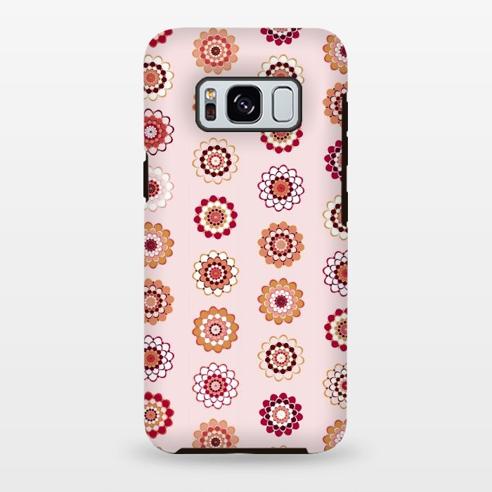 Galaxy S8 plus StrongFit Polka Dot Mandala Flowers by Paula Ohreen