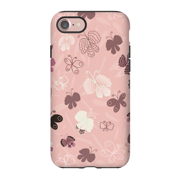 iPhone 7 StrongFit Pretty Butterflies on Pink by Paula Ohreen