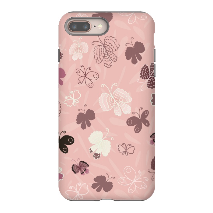 iPhone 7 plus StrongFit Pretty Butterflies on Pink by Paula Ohreen