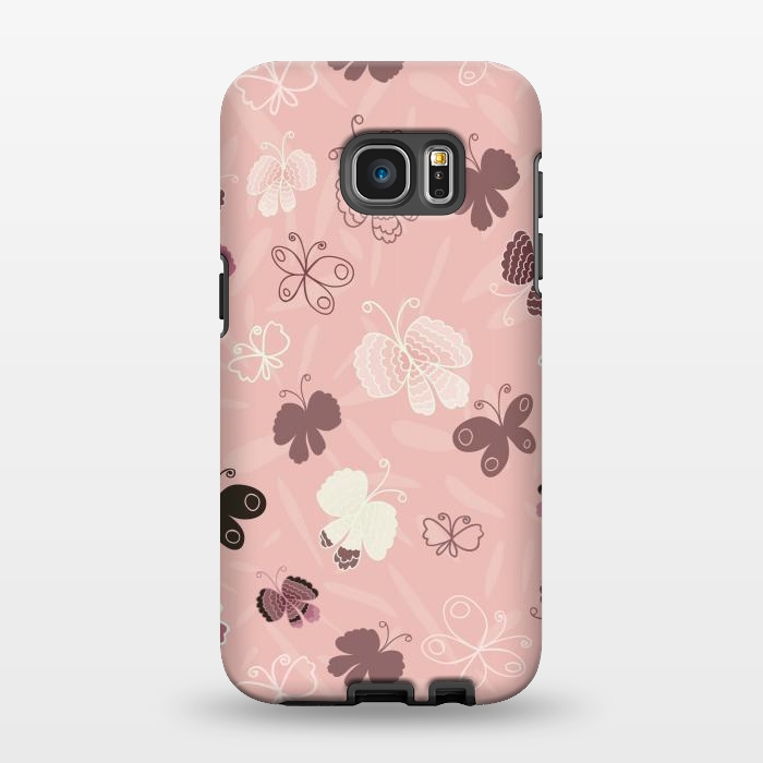 Galaxy S7 EDGE StrongFit Pretty Butterflies on Pink by Paula Ohreen