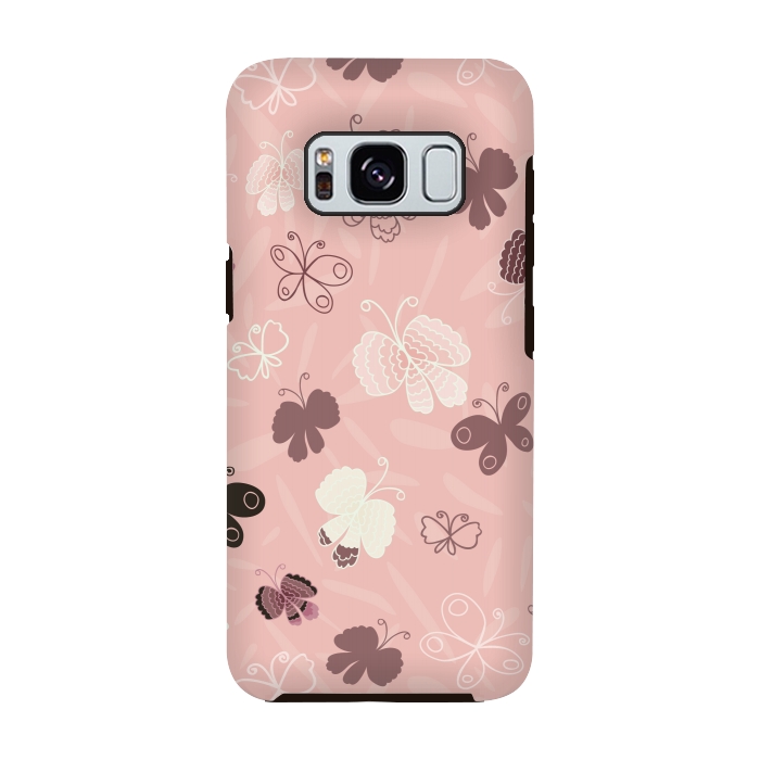 Galaxy S8 StrongFit Pretty Butterflies on Pink by Paula Ohreen