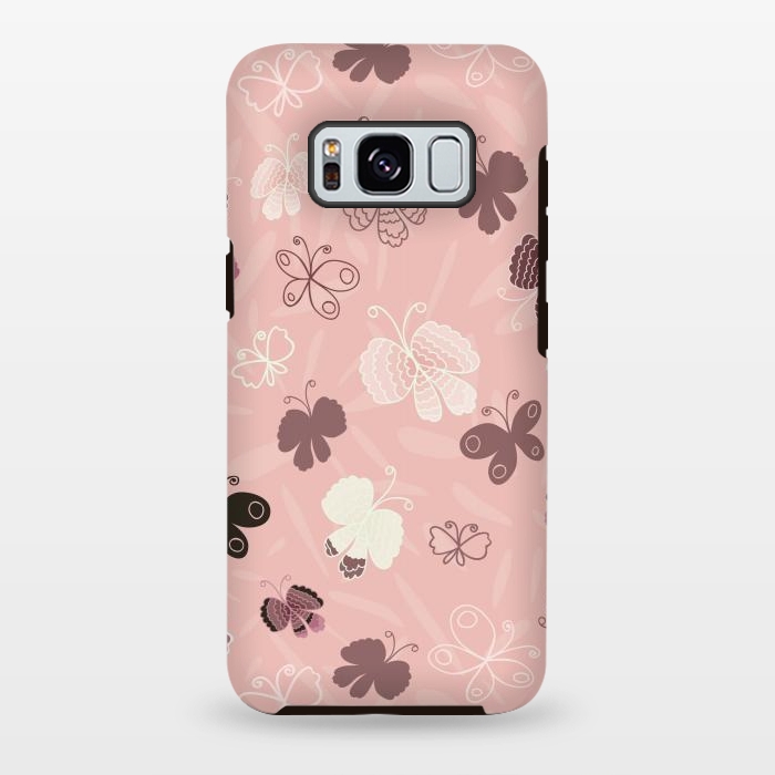 Galaxy S8 plus StrongFit Pretty Butterflies on Pink by Paula Ohreen