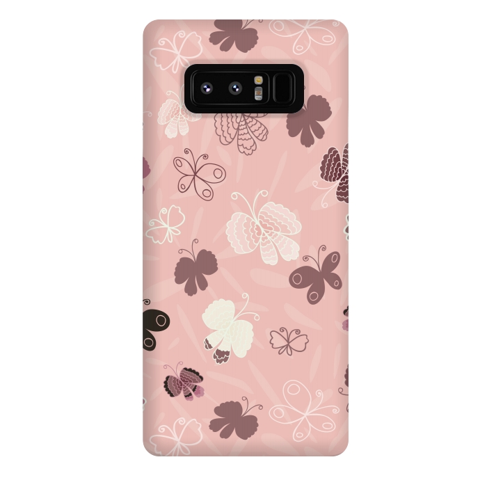 Galaxy Note 8 StrongFit Pretty Butterflies on Pink by Paula Ohreen