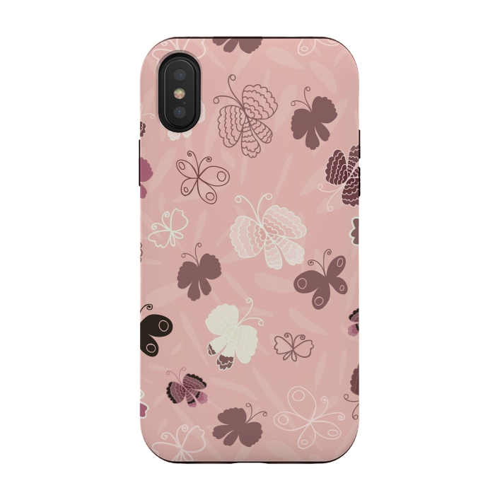 iPhone Xs / X StrongFit Pretty Butterflies on Pink by Paula Ohreen