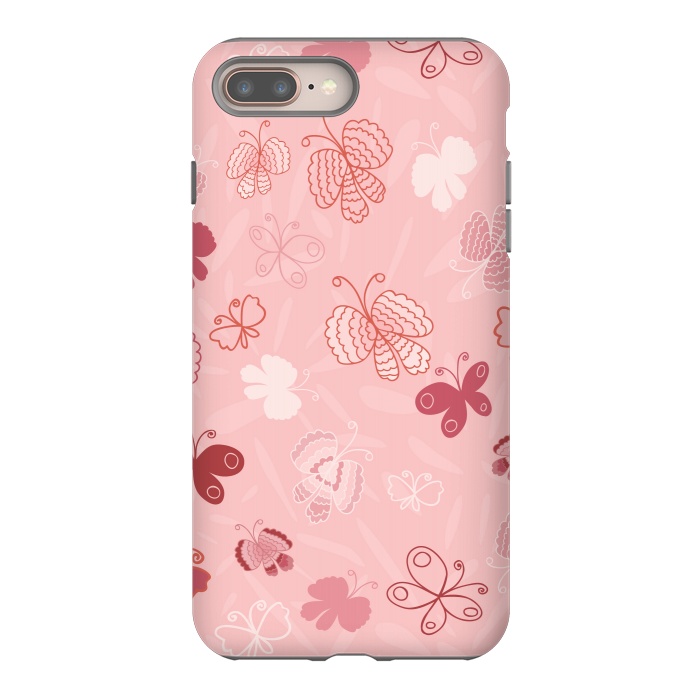 iPhone 7 plus StrongFit Pretty Butterflies on Light Pink by Paula Ohreen