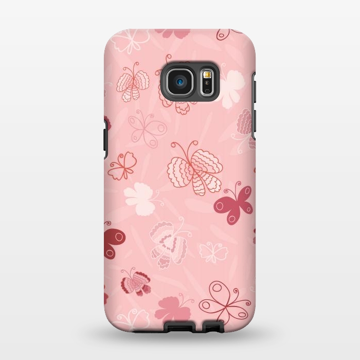 Galaxy S7 EDGE StrongFit Pretty Butterflies on Light Pink by Paula Ohreen