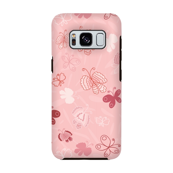 Galaxy S8 StrongFit Pretty Butterflies on Light Pink by Paula Ohreen