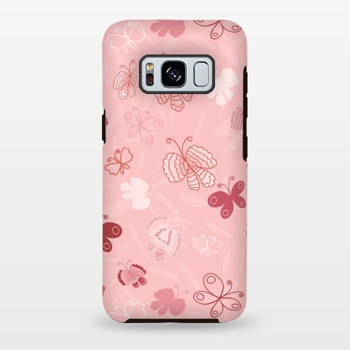 Galaxy S8 plus StrongFit Pretty Butterflies on Light Pink by Paula Ohreen