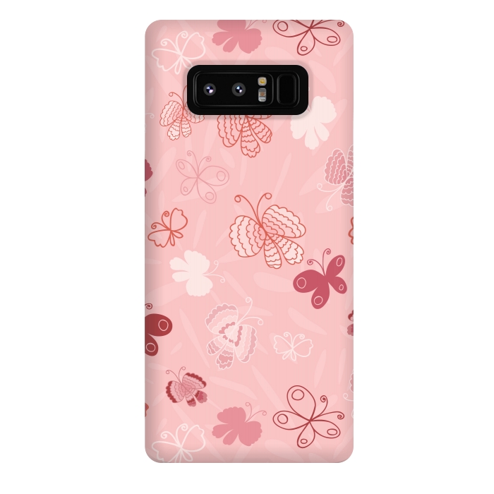 Galaxy Note 8 StrongFit Pretty Butterflies on Light Pink by Paula Ohreen