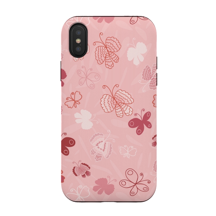 iPhone Xs / X StrongFit Pretty Butterflies on Light Pink by Paula Ohreen
