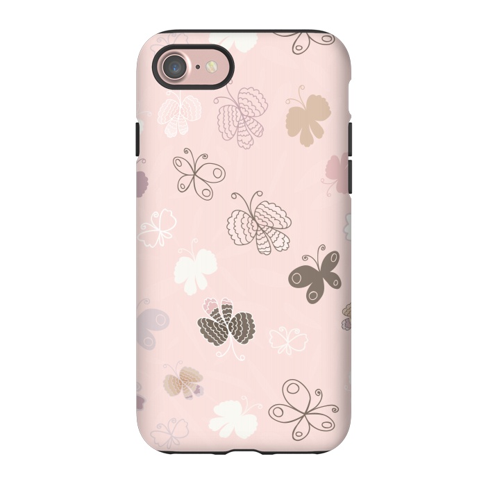 iPhone 7 StrongFit Pretty Pink and Purple Butterflies on Light Pink by Paula Ohreen