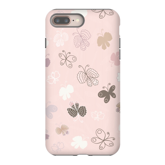 iPhone 7 plus StrongFit Pretty Pink and Purple Butterflies on Light Pink by Paula Ohreen