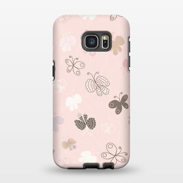 Galaxy S7 EDGE StrongFit Pretty Pink and Purple Butterflies on Light Pink by Paula Ohreen