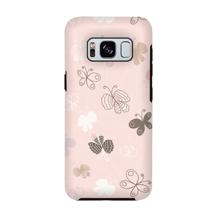 Galaxy S8 StrongFit Pretty Pink and Purple Butterflies on Light Pink by Paula Ohreen