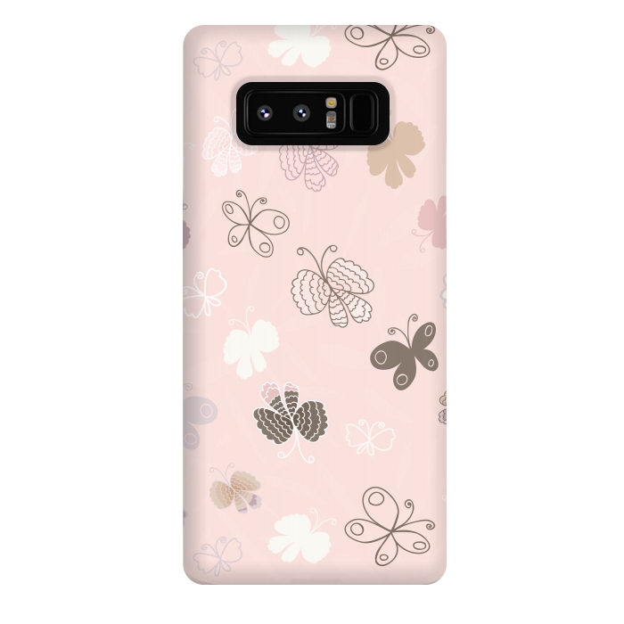 Galaxy Note 8 StrongFit Pretty Pink and Purple Butterflies on Light Pink by Paula Ohreen