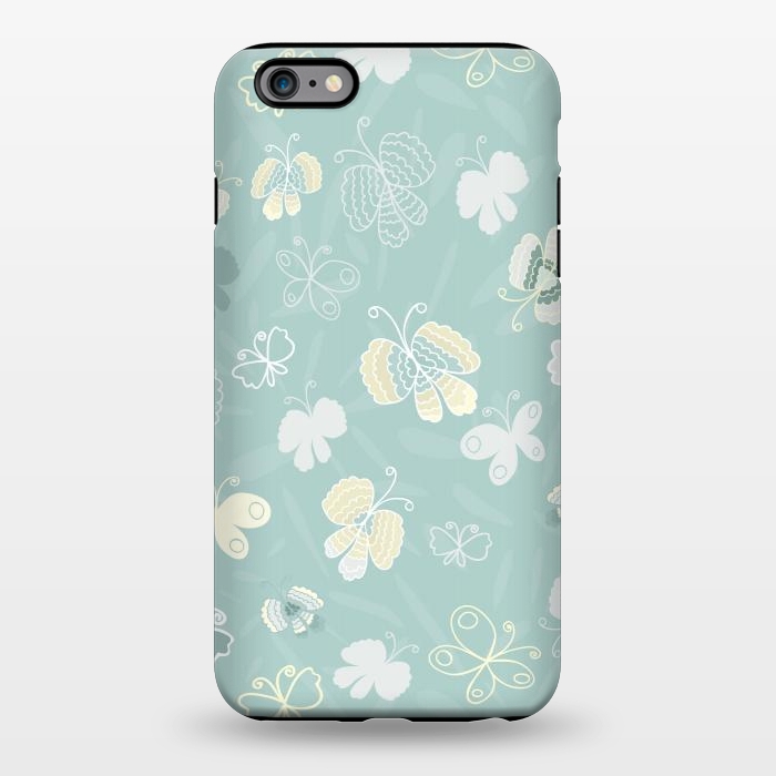 iPhone 6/6s plus StrongFit Pretty Yellow and White Butterflies on Teal by Paula Ohreen