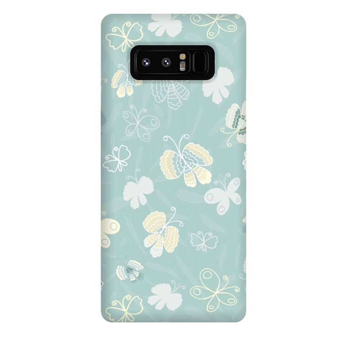 Galaxy Note 8 StrongFit Pretty Yellow and White Butterflies on Teal by Paula Ohreen