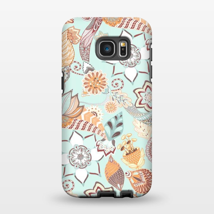 Galaxy S7 EDGE StrongFit Zentangle Flowers by Paula Ohreen