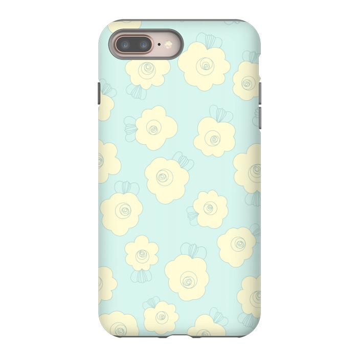iPhone 7 plus StrongFit Blue Fluffy Flowers by Paula Ohreen