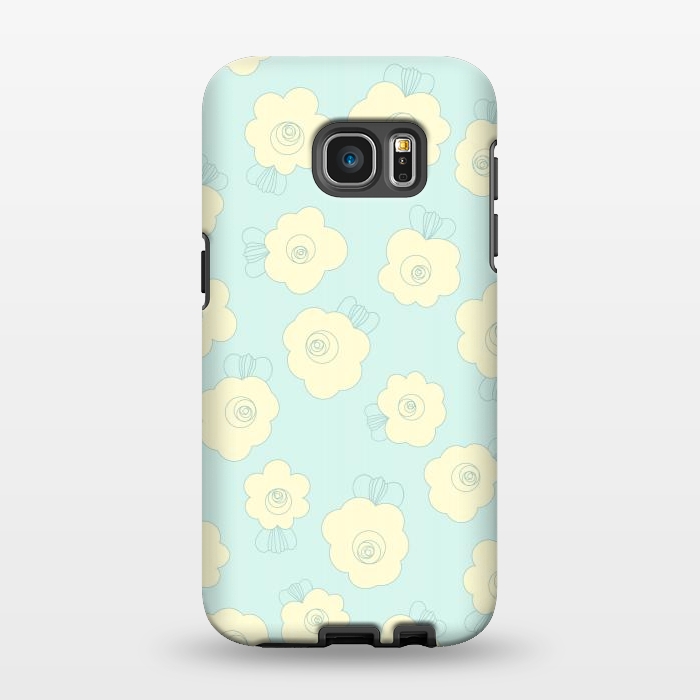 Galaxy S7 EDGE StrongFit Blue Fluffy Flowers by Paula Ohreen