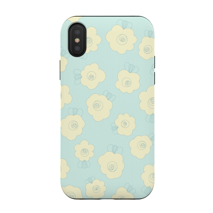 iPhone Xs / X StrongFit Blue Fluffy Flowers by Paula Ohreen