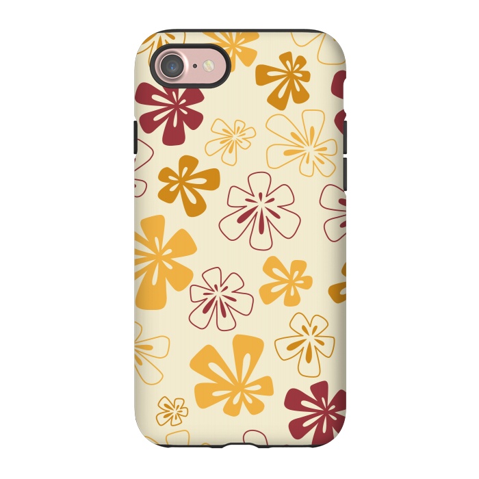 iPhone 7 StrongFit Gold Funky Flowers by Paula Ohreen