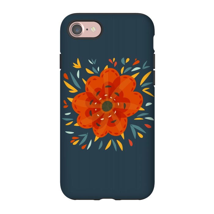 iPhone 7 StrongFit Decorative Whimsical Orange Flower by Boriana Giormova