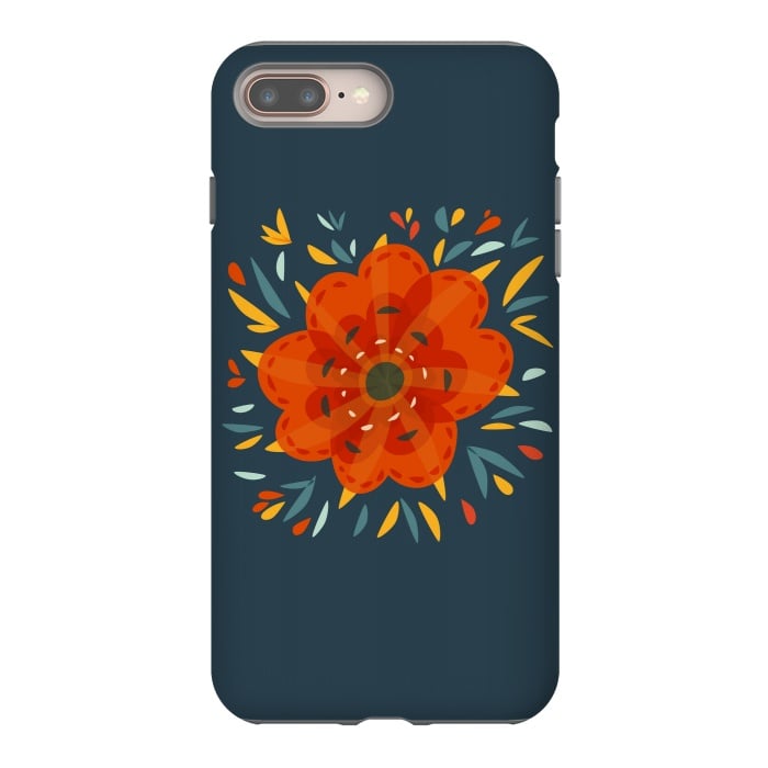 iPhone 7 plus StrongFit Decorative Whimsical Orange Flower by Boriana Giormova