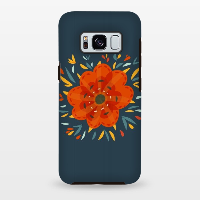 Galaxy S8 plus StrongFit Decorative Whimsical Orange Flower by Boriana Giormova