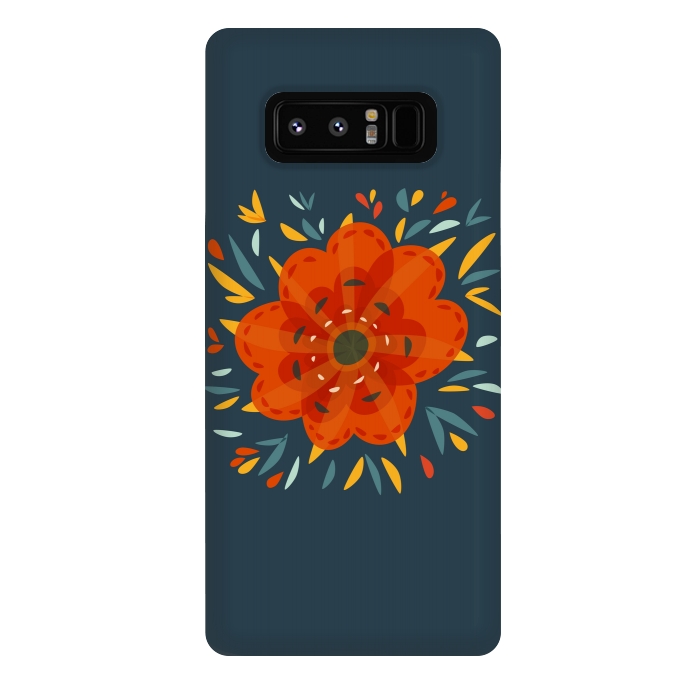 Galaxy Note 8 StrongFit Decorative Whimsical Orange Flower by Boriana Giormova