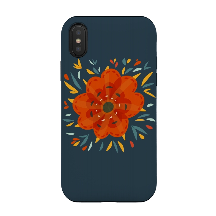 iPhone Xs / X StrongFit Decorative Whimsical Orange Flower by Boriana Giormova
