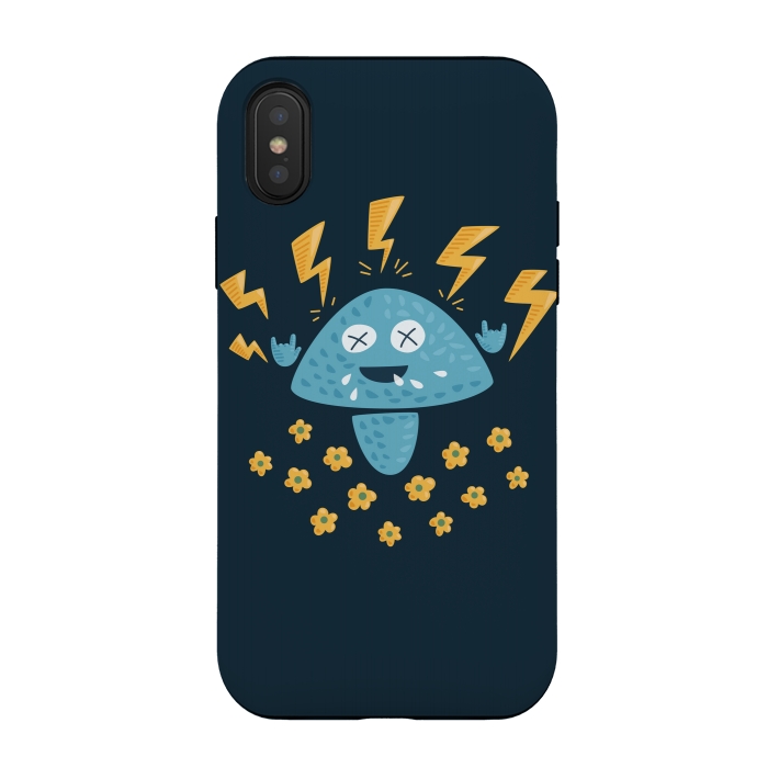 iPhone Xs / X StrongFit Funny Cartoon Heavy Metal Music Mushroom by Boriana Giormova