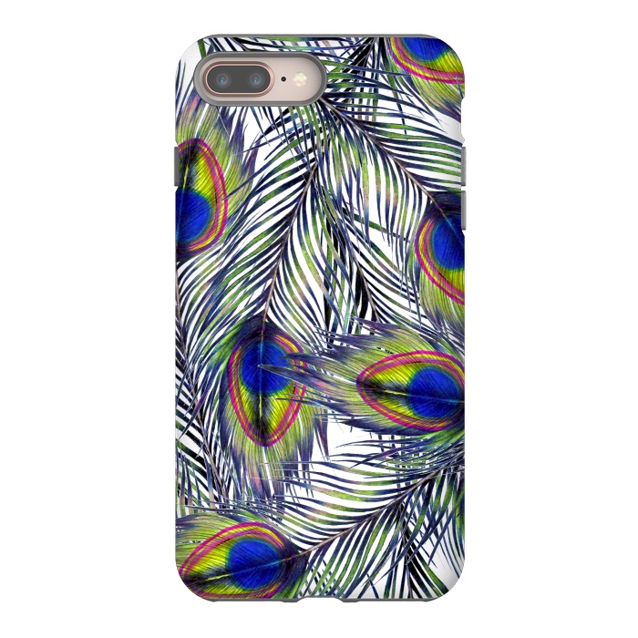 iPhone 7 plus StrongFit Peacock Feathers Pattern by ECMazur 