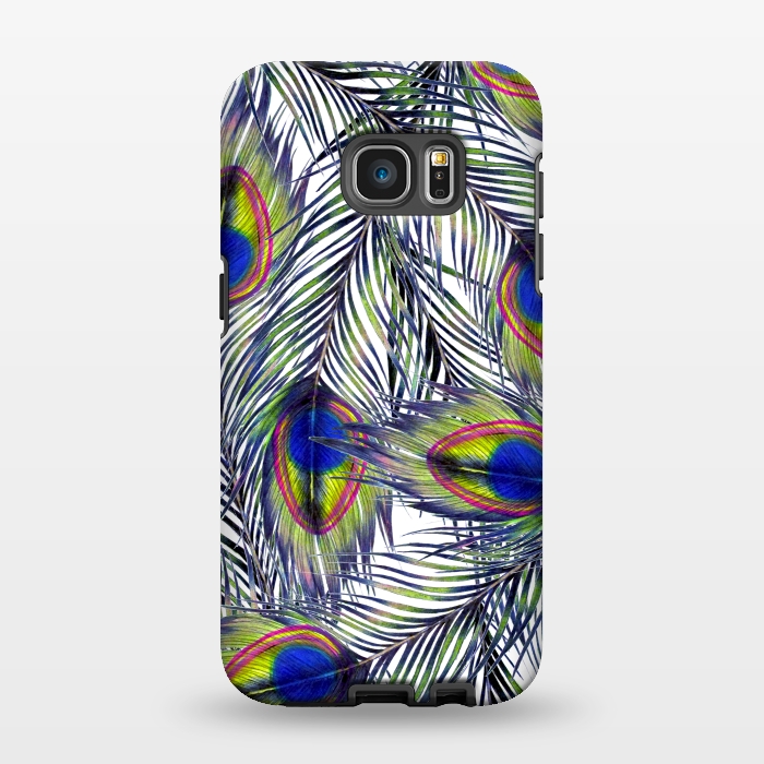 Galaxy S7 EDGE StrongFit Peacock Feathers Pattern by ECMazur 