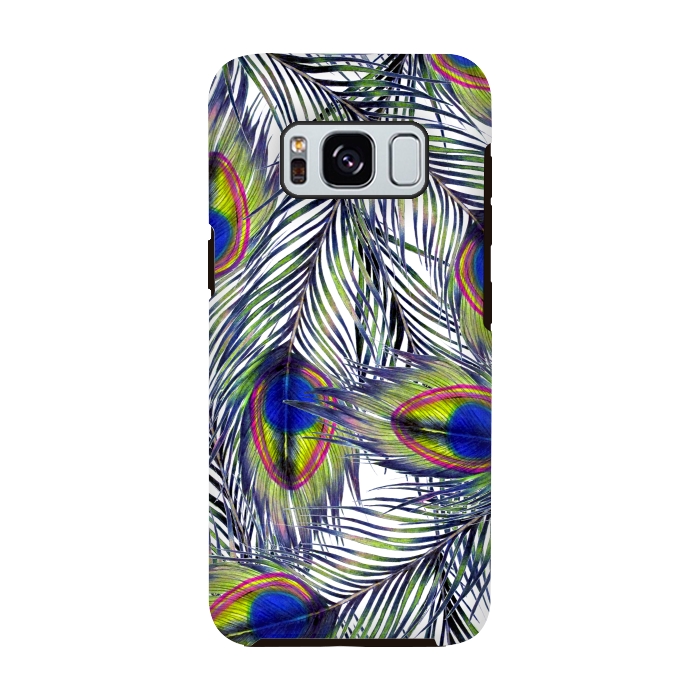 Galaxy S8 StrongFit Peacock Feathers Pattern by ECMazur 
