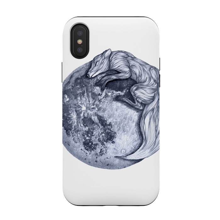 iPhone Xs / X StrongFit Fox and Moon by ECMazur 