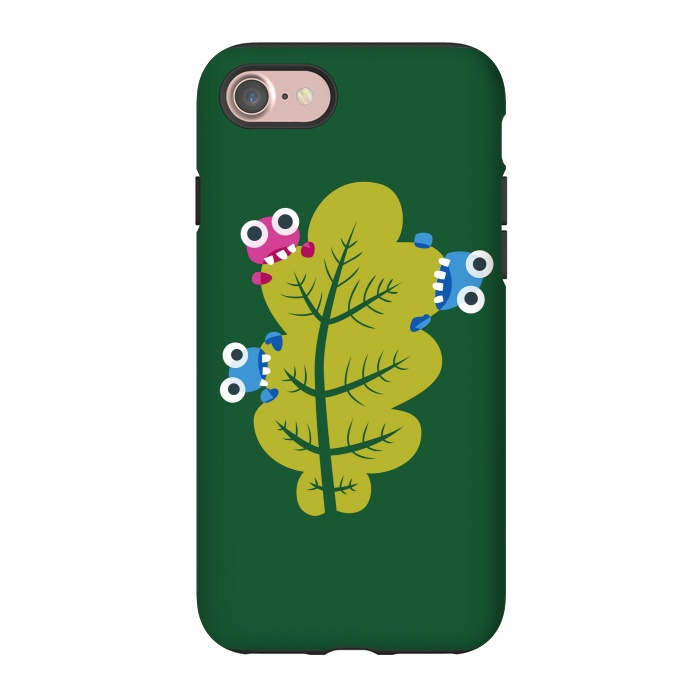 iPhone 7 StrongFit Cute Cartoon Bugs Eat Green Leaf by Boriana Giormova