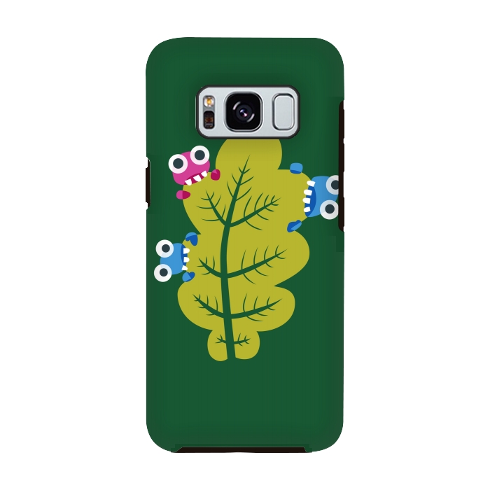 Galaxy S8 StrongFit Cute Cartoon Bugs Eat Green Leaf by Boriana Giormova