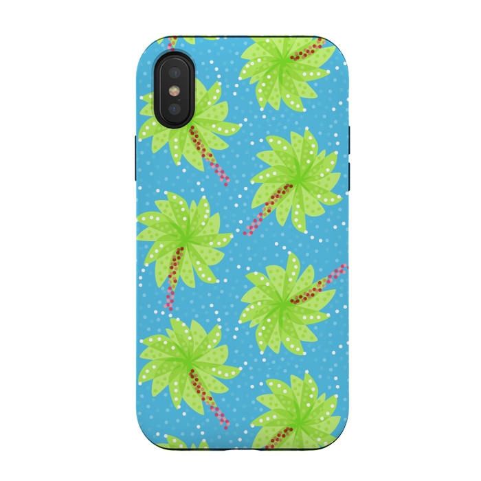 iPhone Xs / X StrongFit Abstract Flower-like Palm Trees Pattern by Boriana Giormova