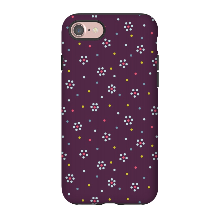 iPhone 7 StrongFit Flowers Made Of Dots Pattern On Purple by Boriana Giormova