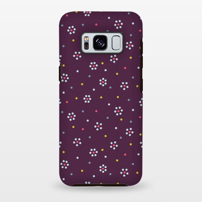 Galaxy S8 plus StrongFit Flowers Made Of Dots Pattern On Purple by Boriana Giormova