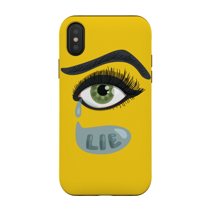 iPhone Xs / X StrongFit Green Lying Eye With Teardrop by Boriana Giormova