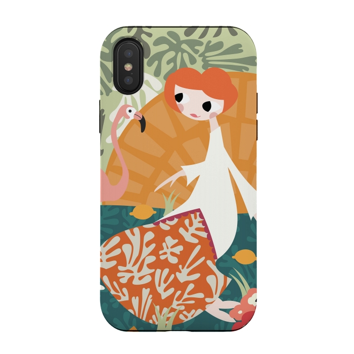 iPhone Xs / X StrongFit Girl and Flamingo 001 by Jelena Obradovic