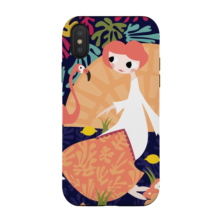 iPhone Xs / X StrongFit Girl and Flamingo 002 by Jelena Obradovic